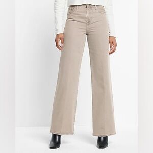 Express High Waisted Tan Wide Leg Jeans Size 0